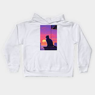 Cat in the sunset Kids Hoodie